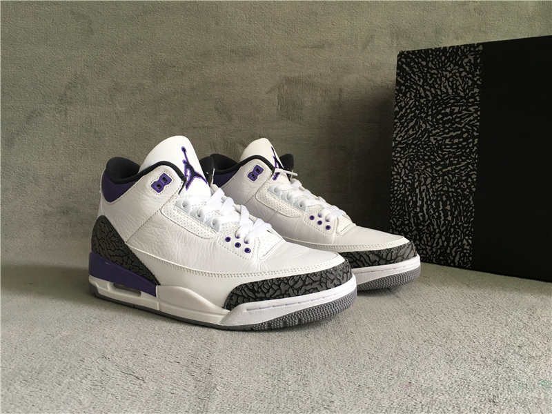 New Air Jordan 3 Dark Iris White Purple Cement Grey Shoes - Click Image to Close